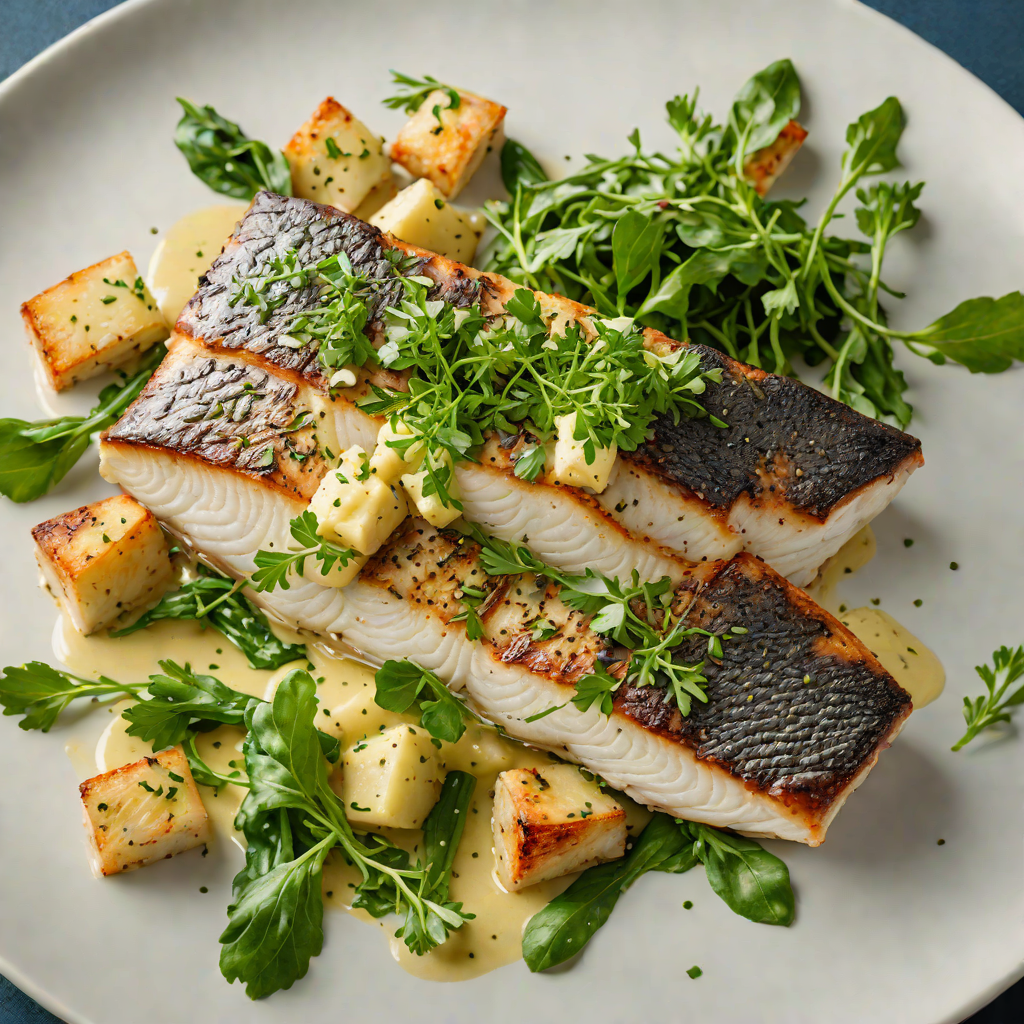 Pan-Roasted Sea Bass with Herb Butter and Steamed Greens