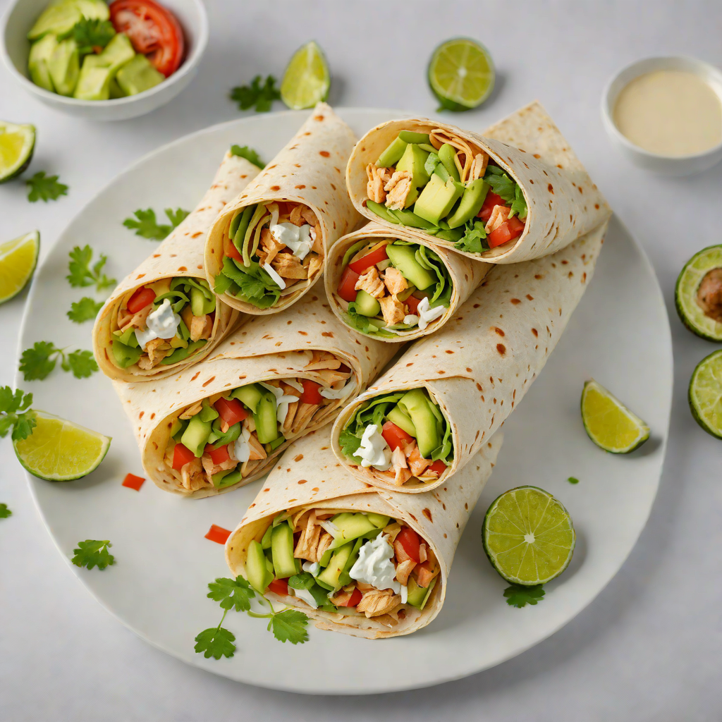 Soft Chicken Tortilla Wraps with Mild Avocado Yogurt Sauce