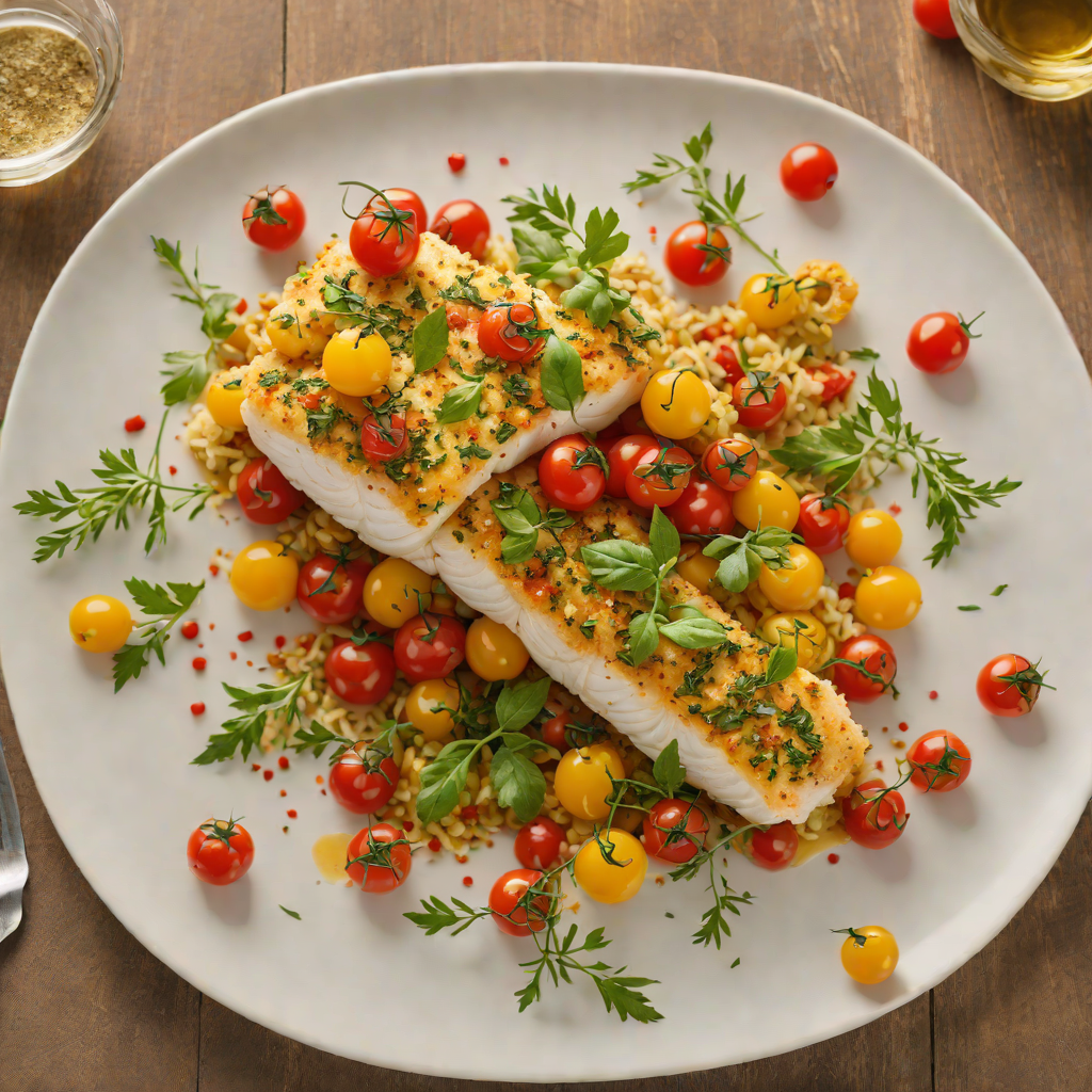 Baked Italian Herb-Crusted Cod with Cherry Tomatoes