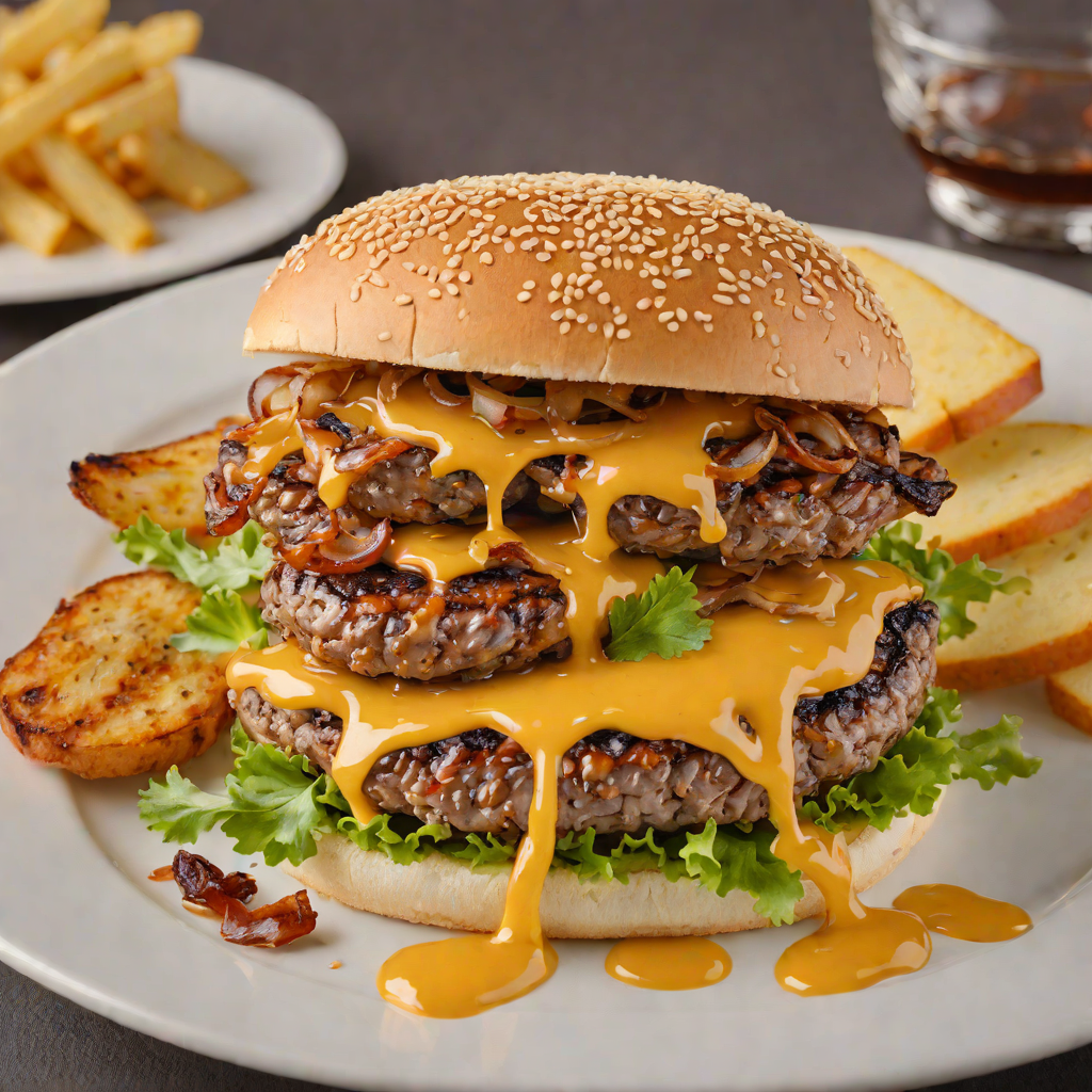 Grilled Michigan Burger with Caramelized Onions and Cheddar