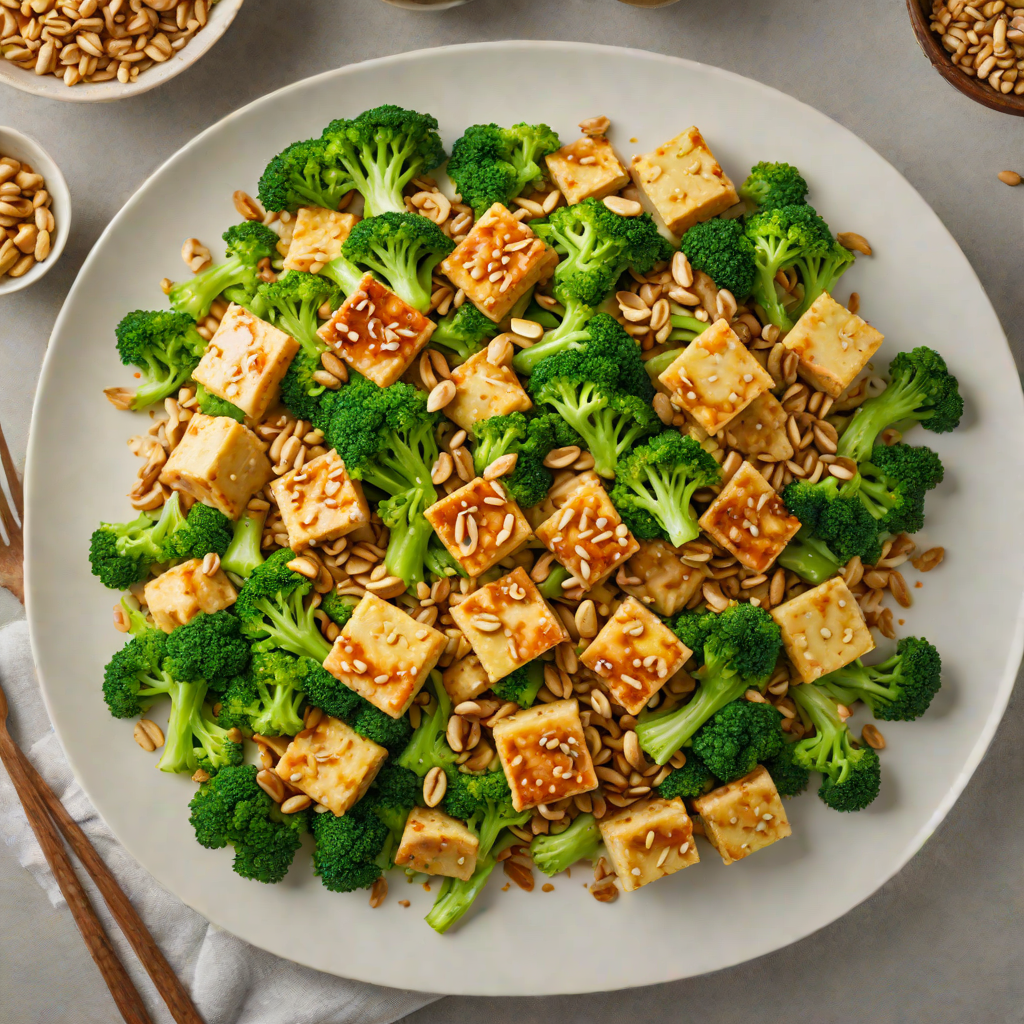 Stir-Fried Ginger-Garlic Tofu with Broccoli and Cashews