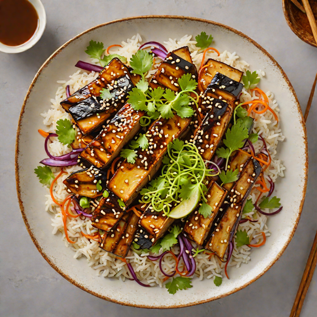 Soy-Ginger Glazed Miso Eggplant Donburi