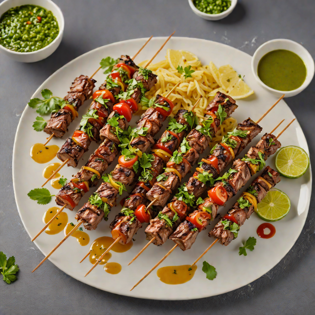 Grilled Brake Pad Beef Skewers with Spiced Chimichurri