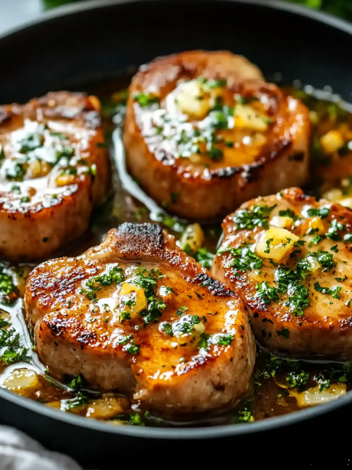 Pan-Seared Brake Fluid Glazed Pork Chops with Garlic Butter