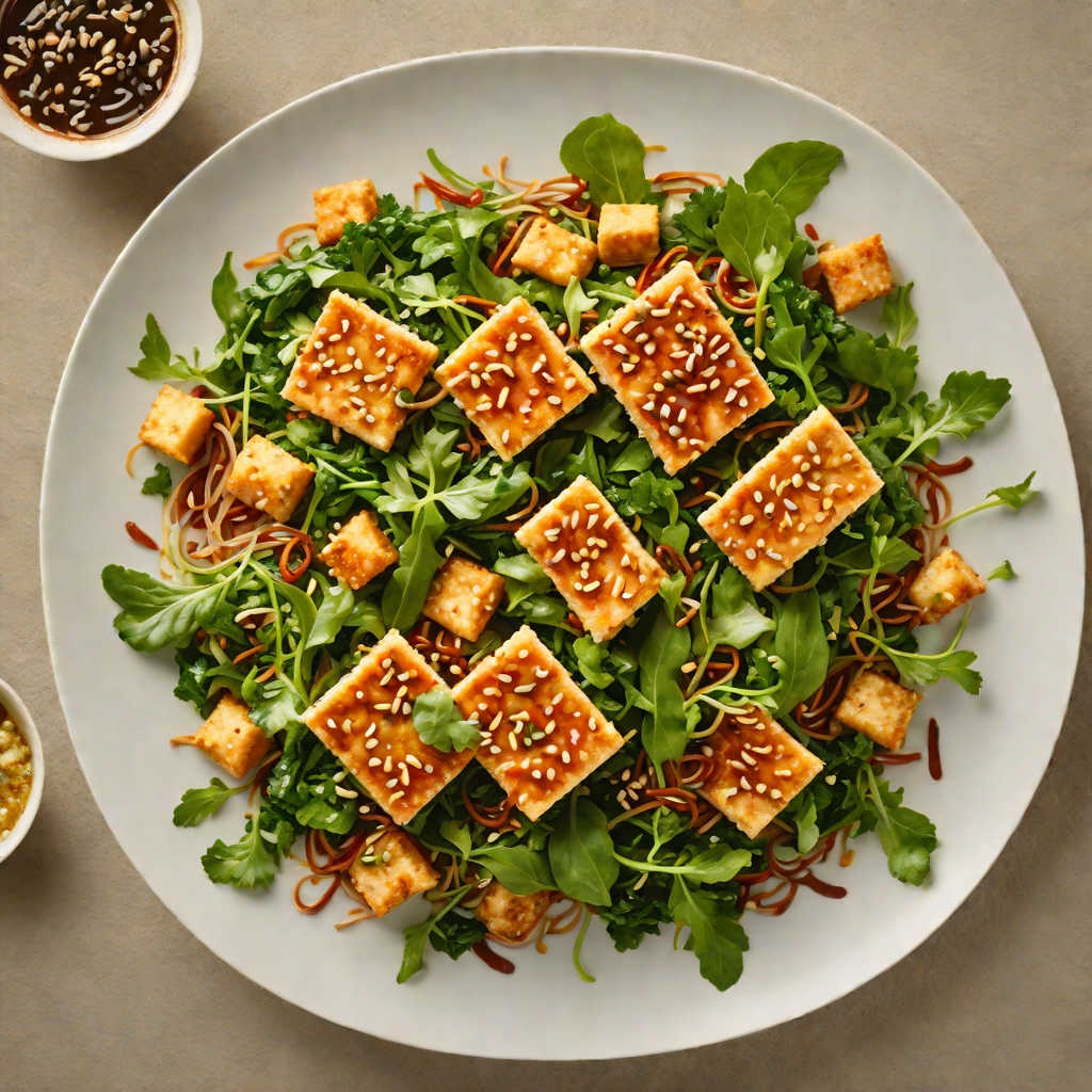 Stir-Fried Tofu with Ginger-Garlic Sauce and Crunchy Greens