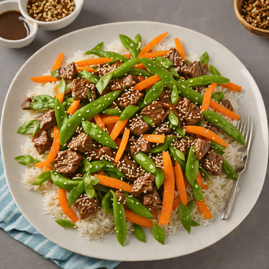 Quick Sesame-Ginger Beef Stir Fry with Snow Peas and Carrots