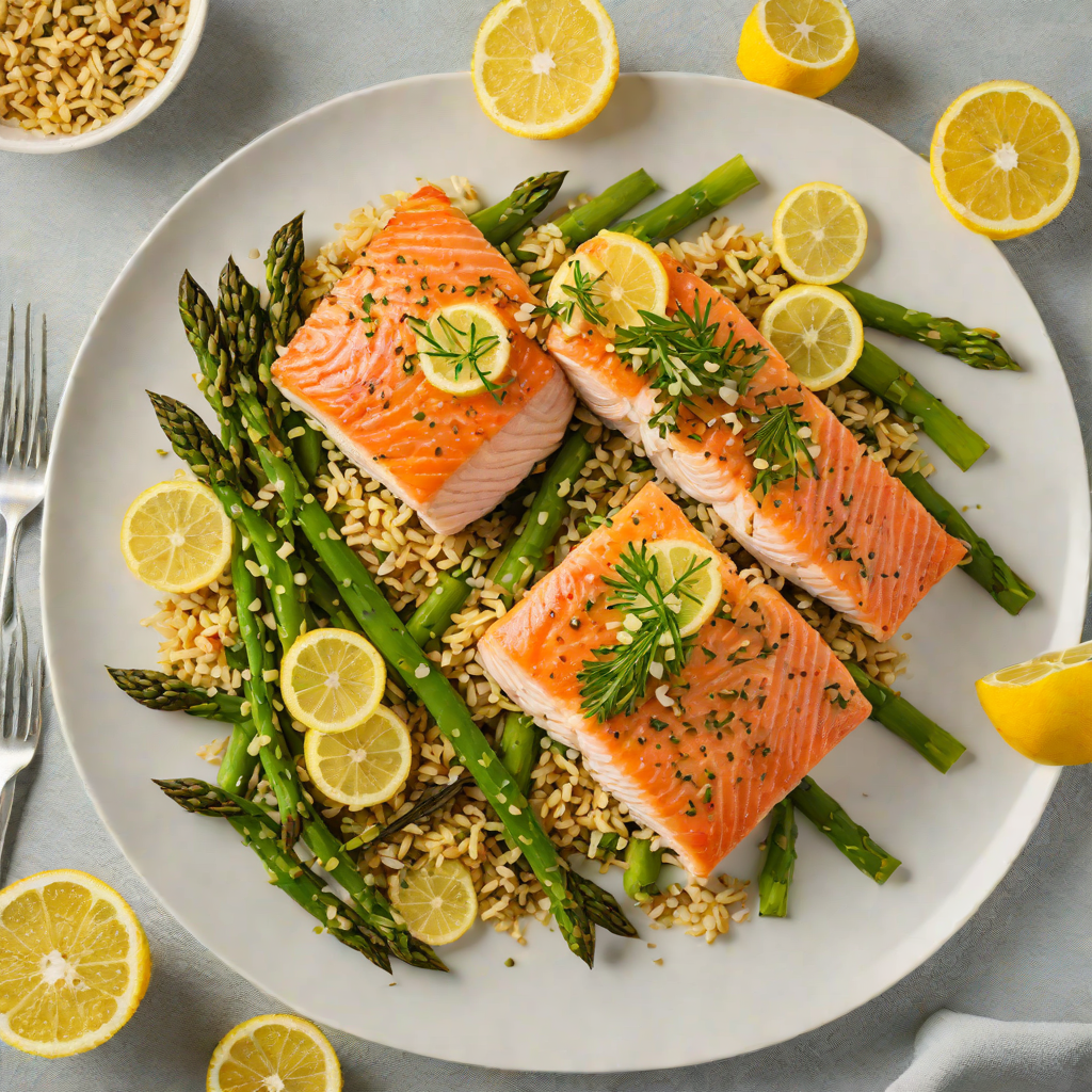 Baked Lemon-Dill Salmon with Quinoa and Asparagus