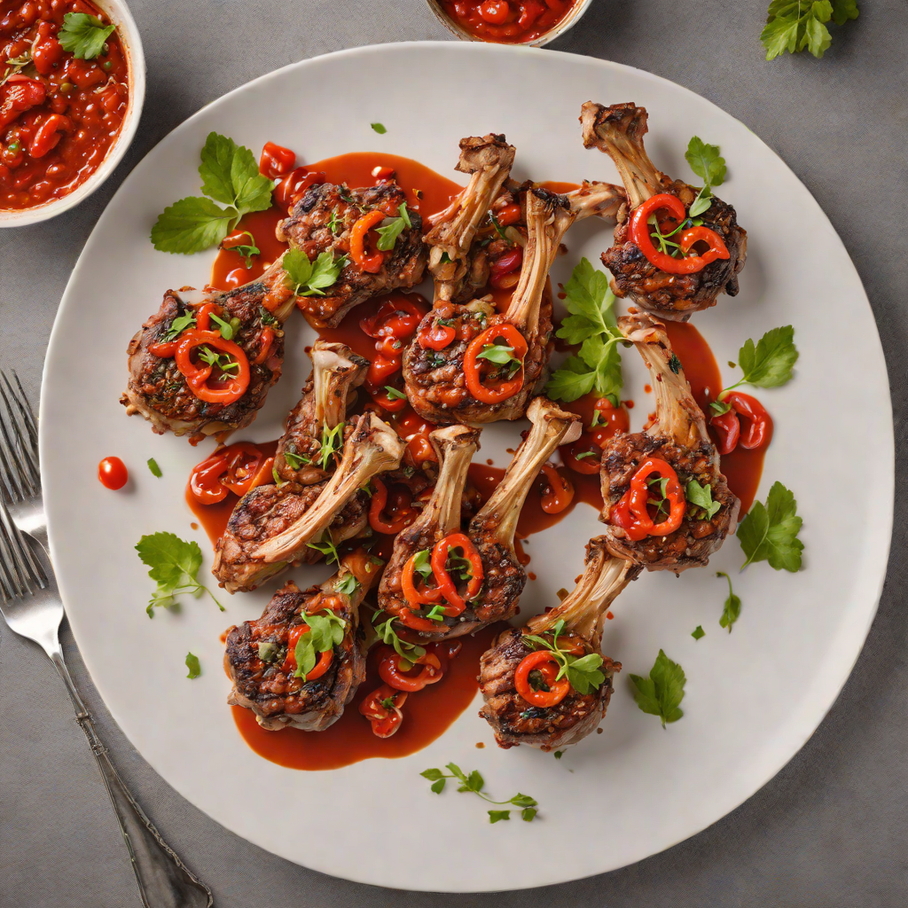 Pan-Seared Lamb Chops with Ajvar and Roasted Peppers