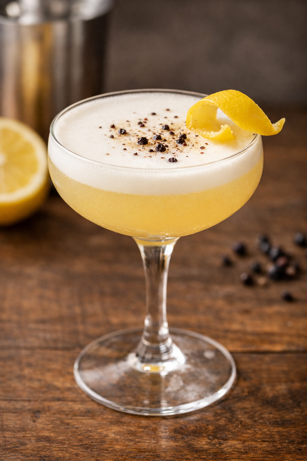 Herb-Infused Gin Sour with Lemon and Honey