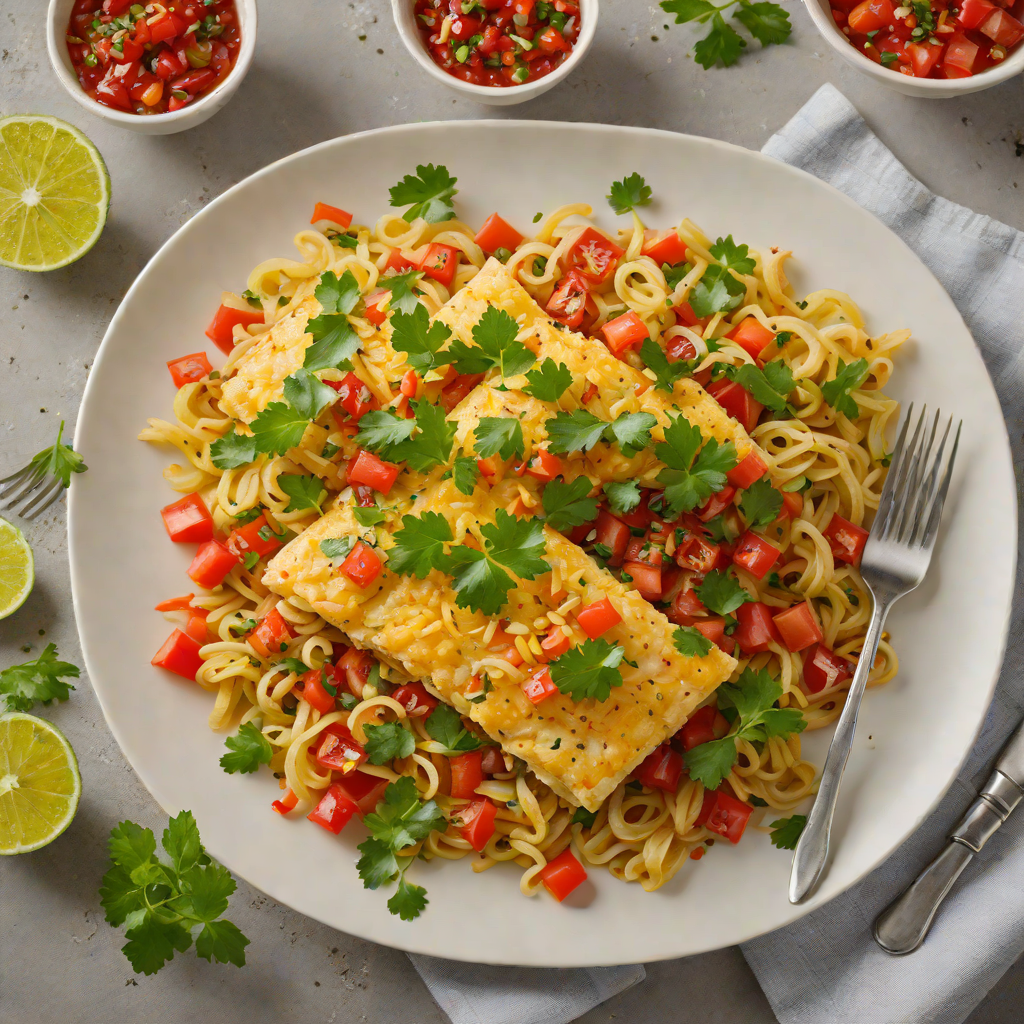 Baked Saltfish and Bake with Tomato and Pepper Salsa