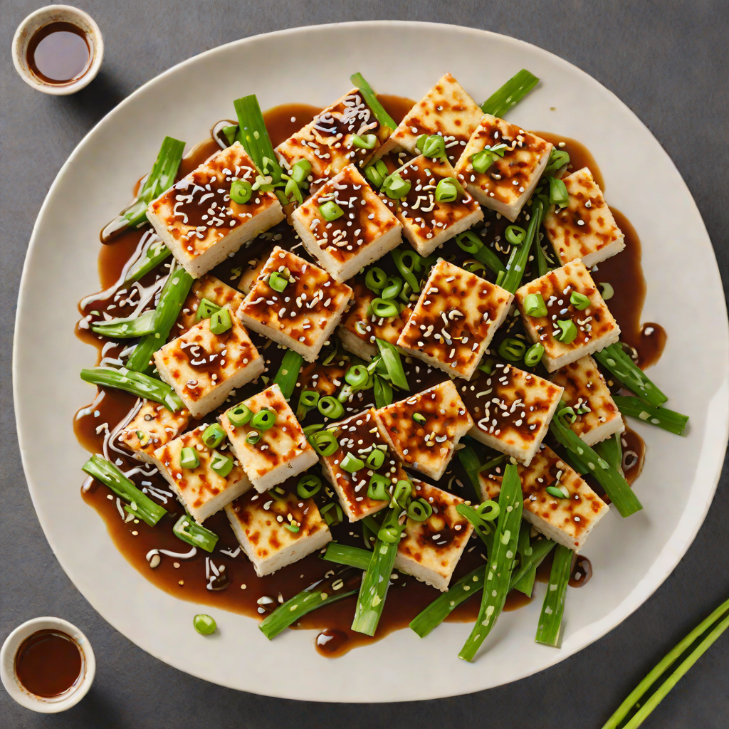 Pan-Fried Tofu with Spicy Garlic-Soy Glaze and Scallions