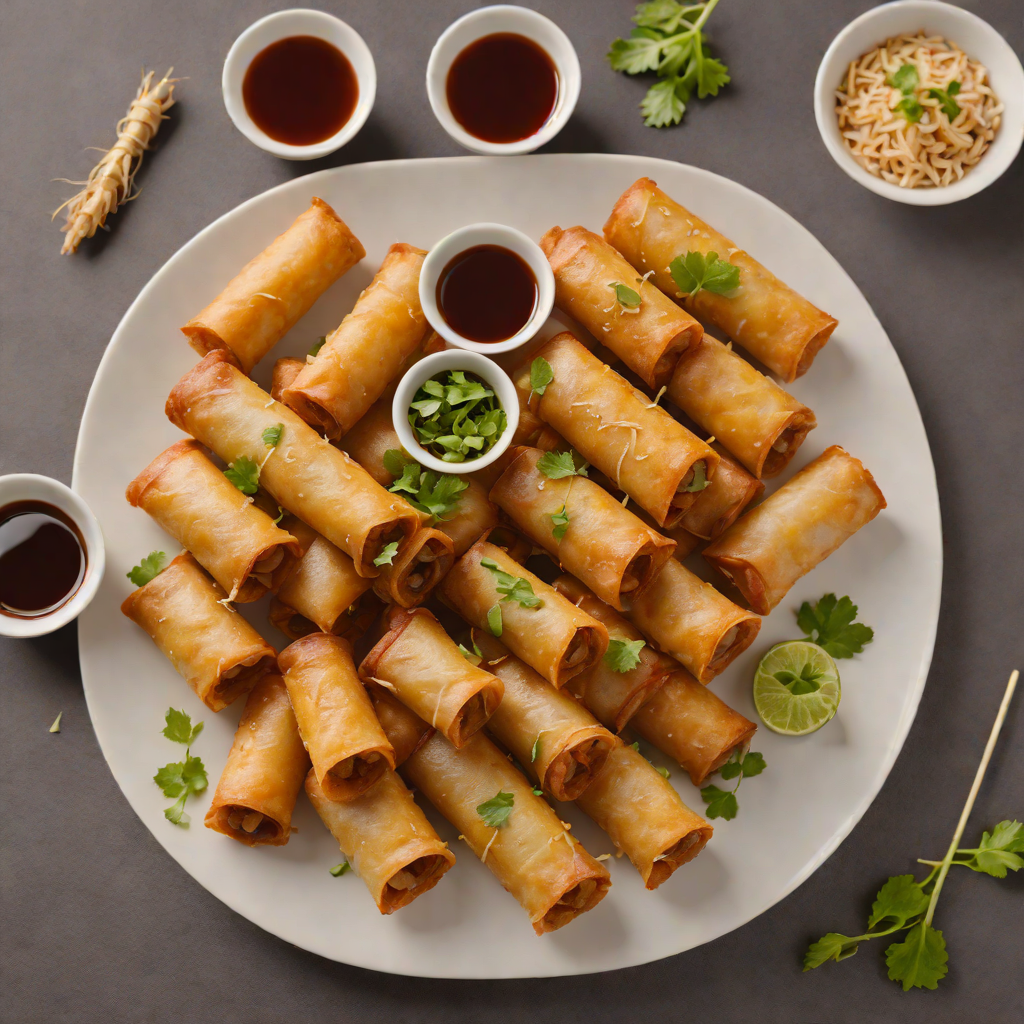 Pan-Fried Lumpia Rolls with Sweet Garlic Vinegar Dip