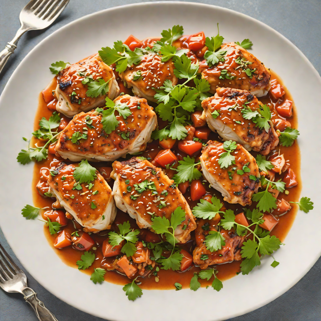 Pan-Seared Chicken Thighs with Garlic-Tomato Sauce and Cilantro