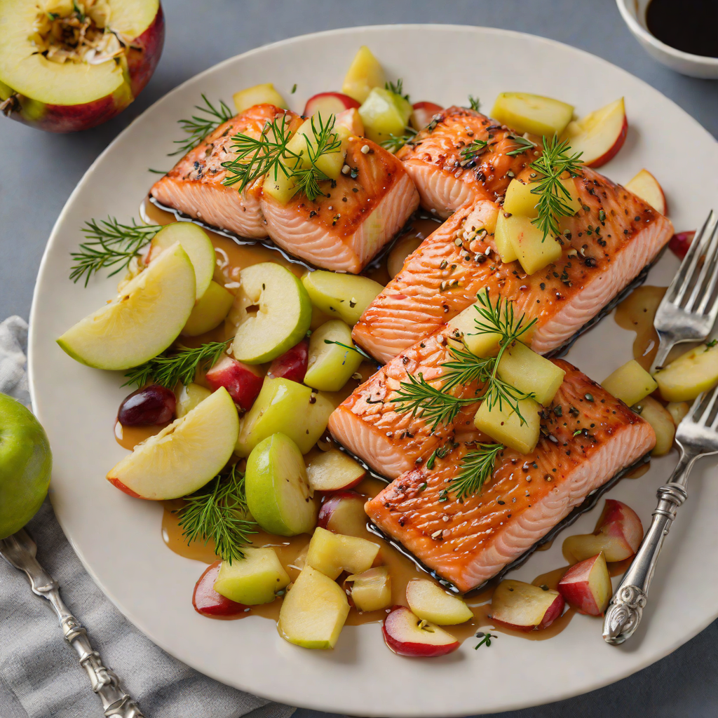 Maple-Glazed Cedar Plank Salmon with Michigan Apples