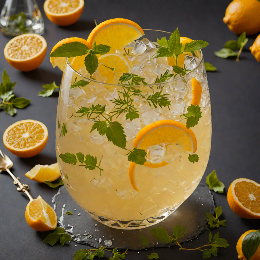 Citrus-Herb Punch Cocktail with Fresh Ginger