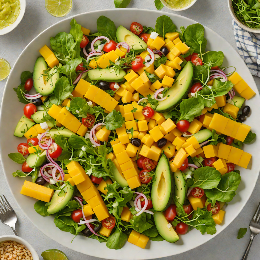 Query-Style Layered Mango and Avocado Salad with Citrus Dressing
