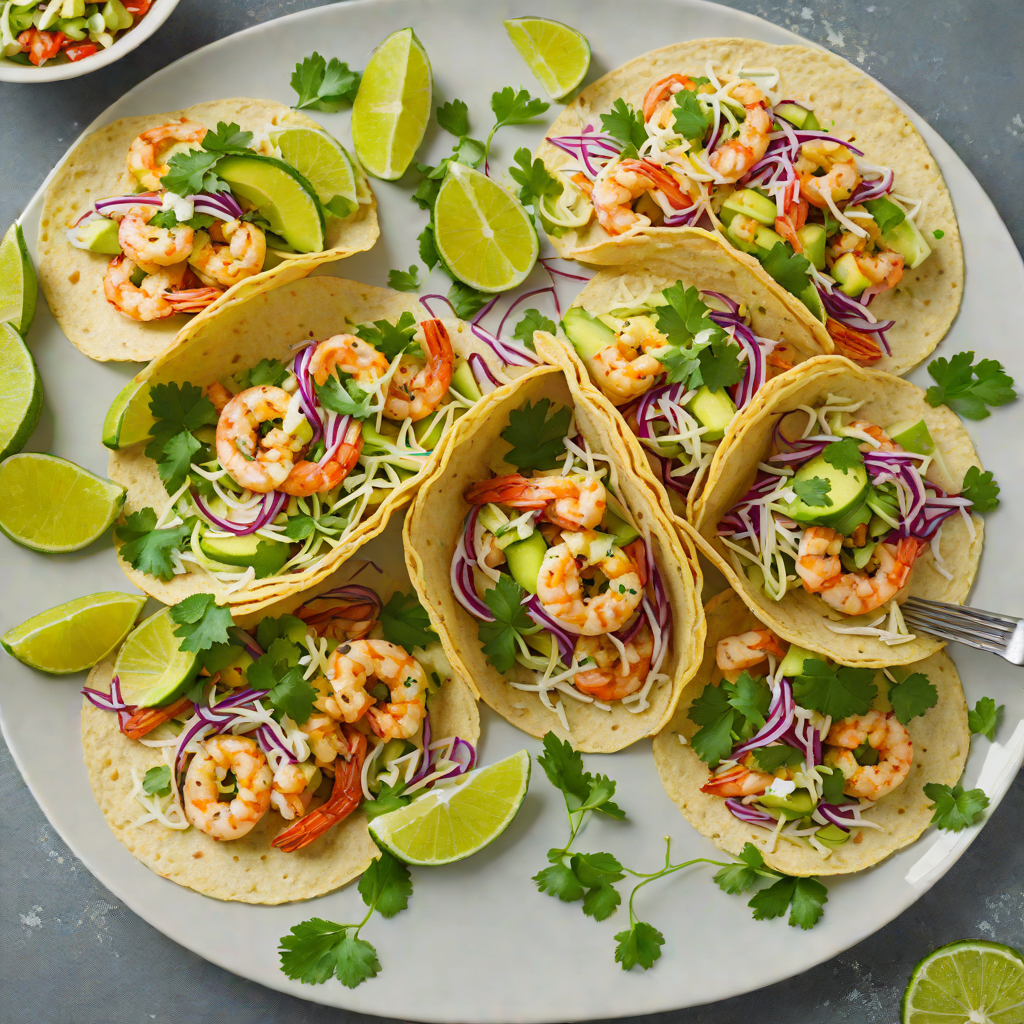 Sautéed Shrimp Tacos with Avocado and Cilantro Lime Slaw
