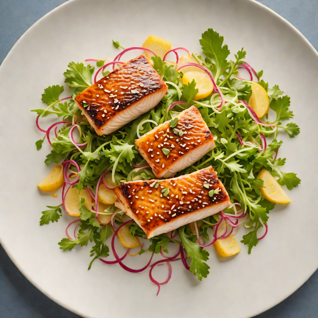 Miso-Glazed Black Cod with Pickled Ginger Cucumber Salad