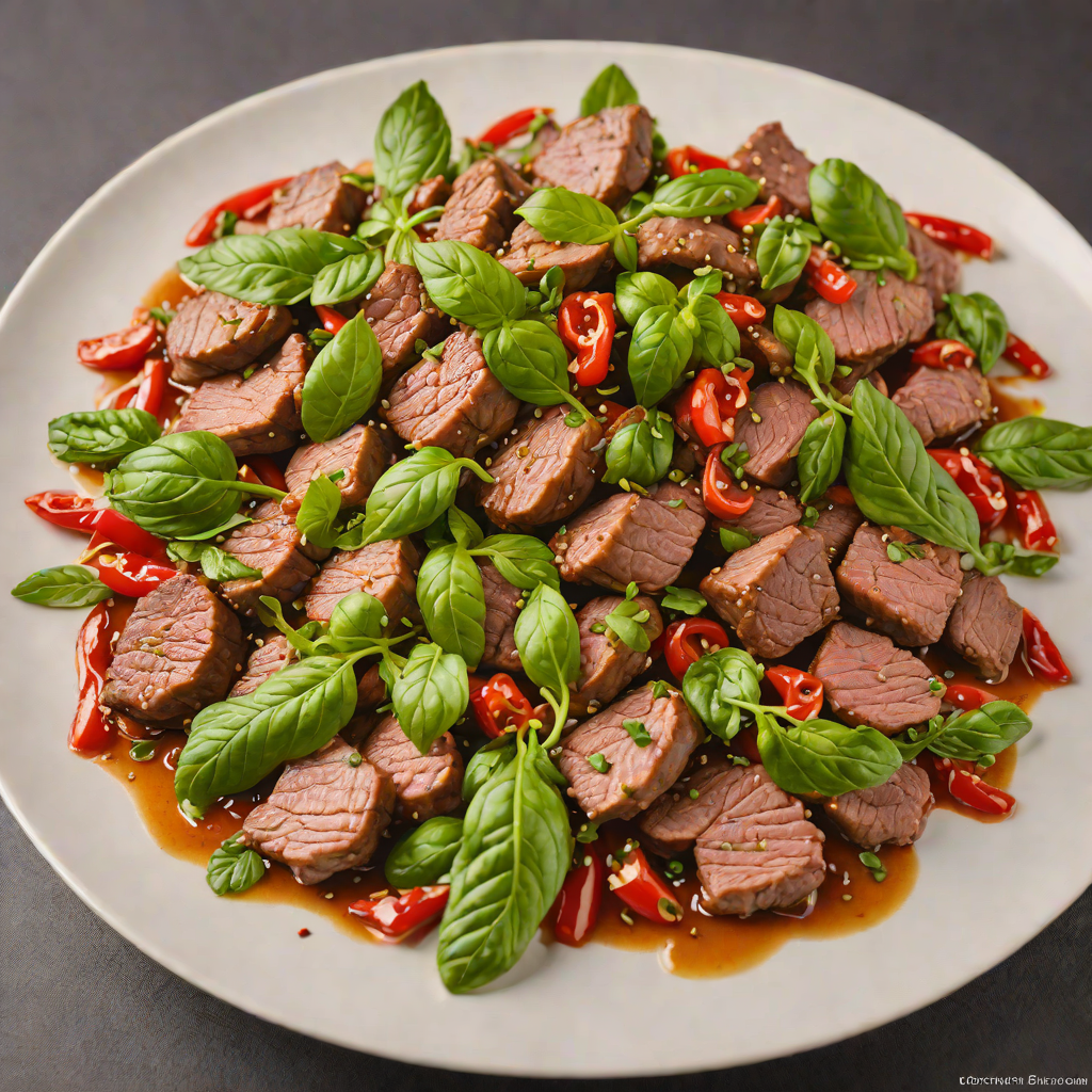 Stir-Fried Backstrap Beef with Basil and Chili