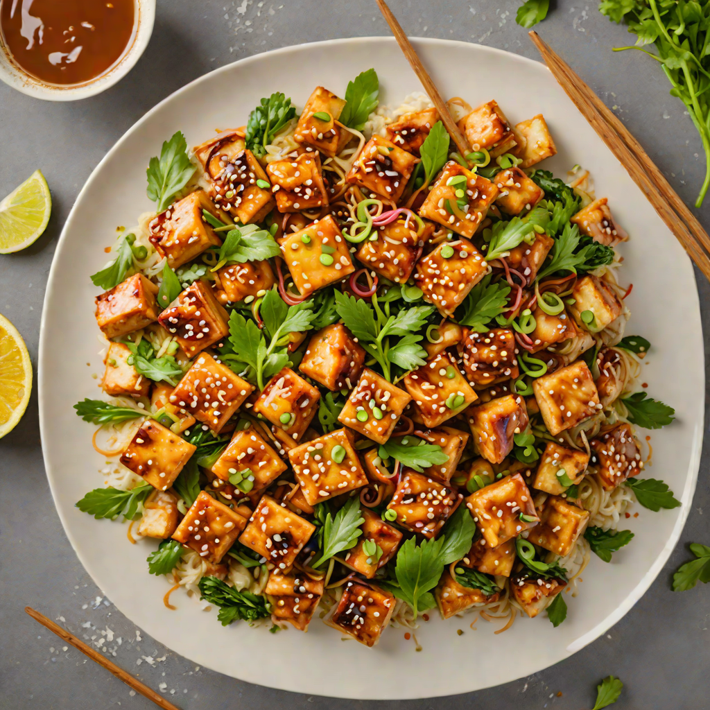 Crispy Orange-Glazed Tofu Stir Fry with Ginger and Scallions