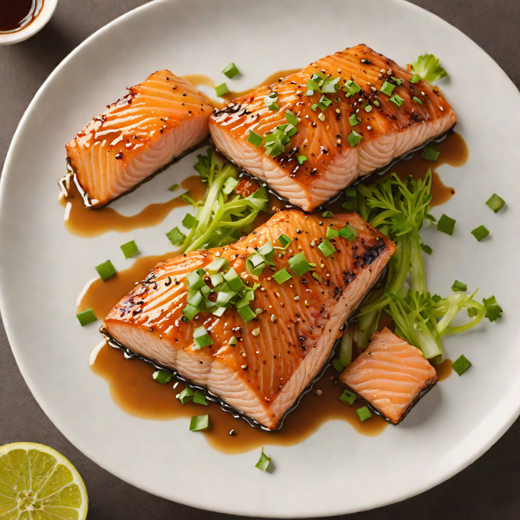 Miso-Glazed Back Cut Salmon with Scallion and Ginger