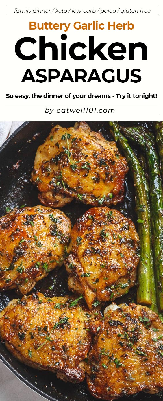 Herb-Crusted Baked Chicken Thighs with Asparagus