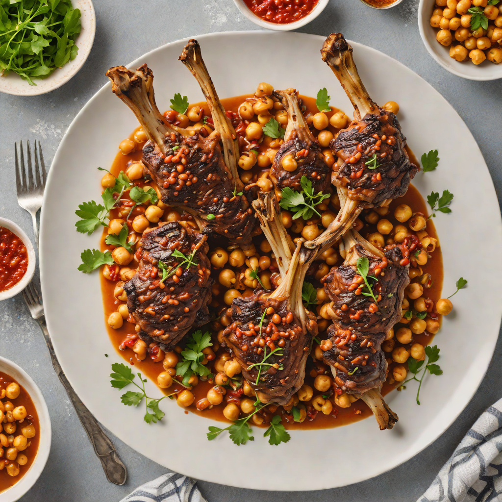 Slow-Roasted Moroccan Lamb Shanks with Harissa and Chickpeas