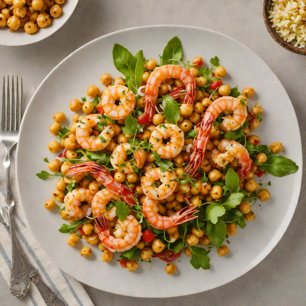 Pan-Seared Harissa Shrimp with Garlic Chickpea Salad