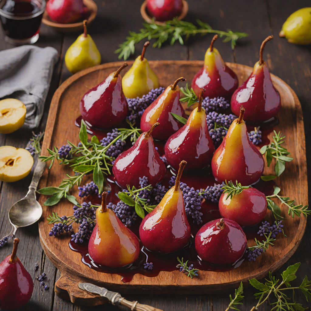 Honey-Lavender Poached Pears in Spiced Red Wine