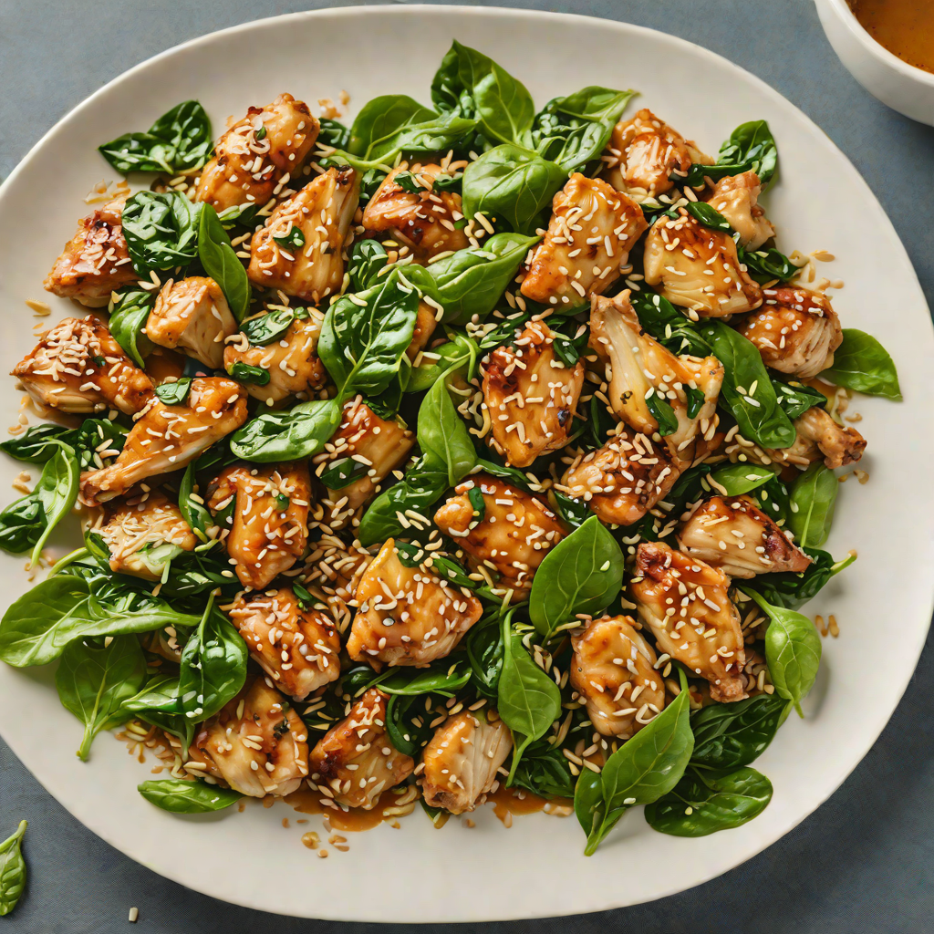 Stir-Fried Garlic-Ginger Chicken with Spinach and Sesame