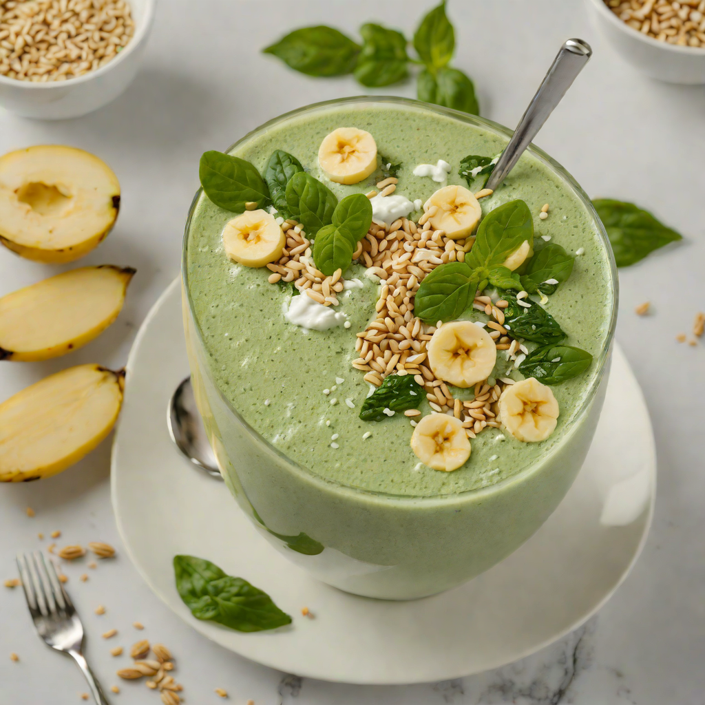 Sesame Banana Smoothie with Spinach and Greek Yogurt