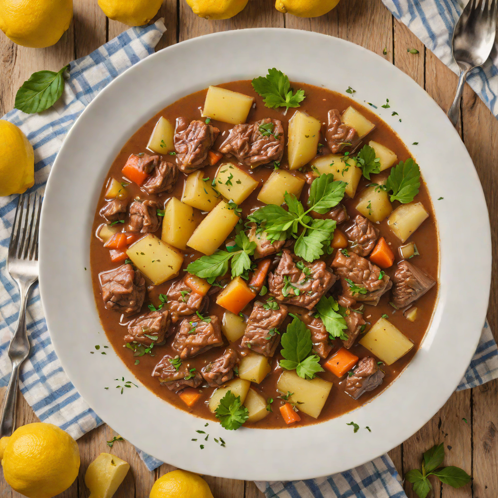 Slow-Simmered Greek Lemon Beef Stew with Potatoes