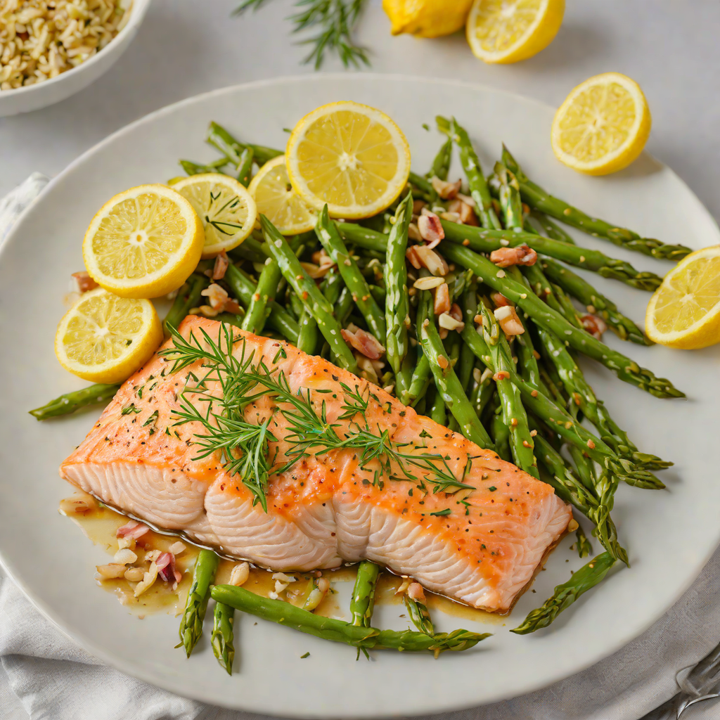 Lemon-Dill Baked Salmon with Garlic Green Beans