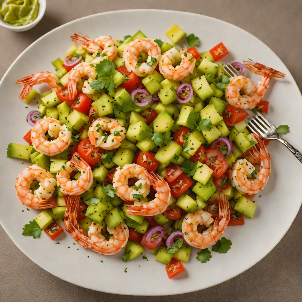 Sautéed Shrimp with Spiced Avocado and Tomato Salad