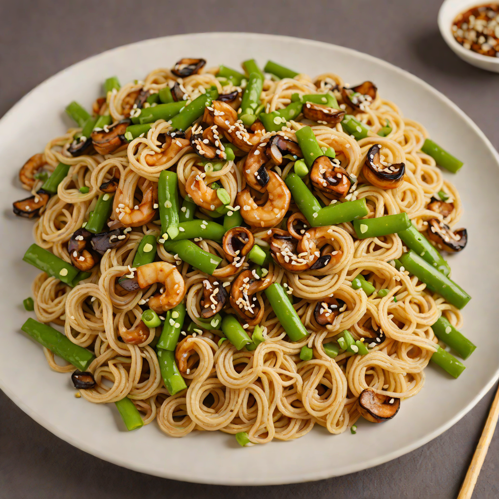 Stir-Fried Udon Noodles with Shiitake and Snap Peas