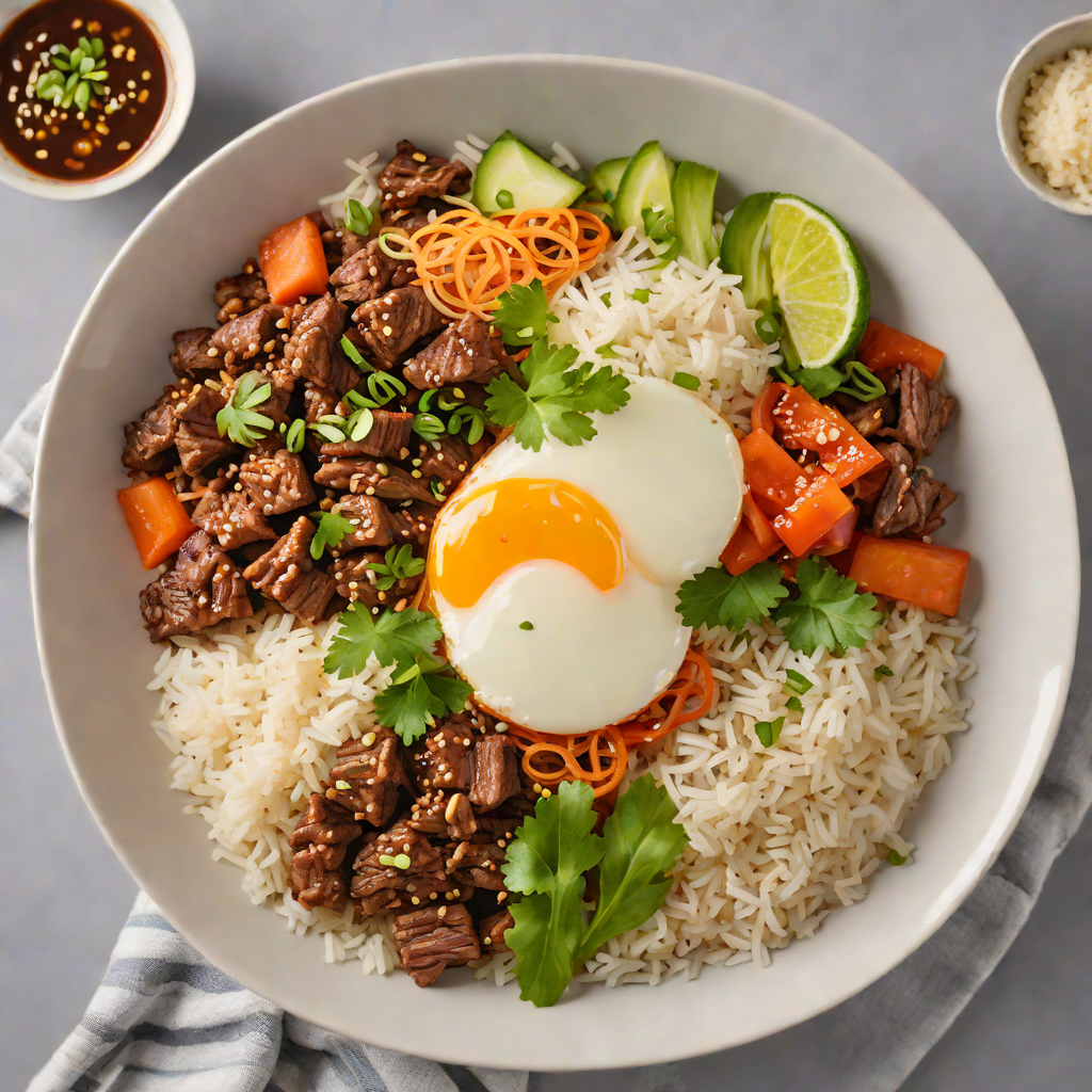 Korean-Inspired Beef and Kimchi Rice Bowl