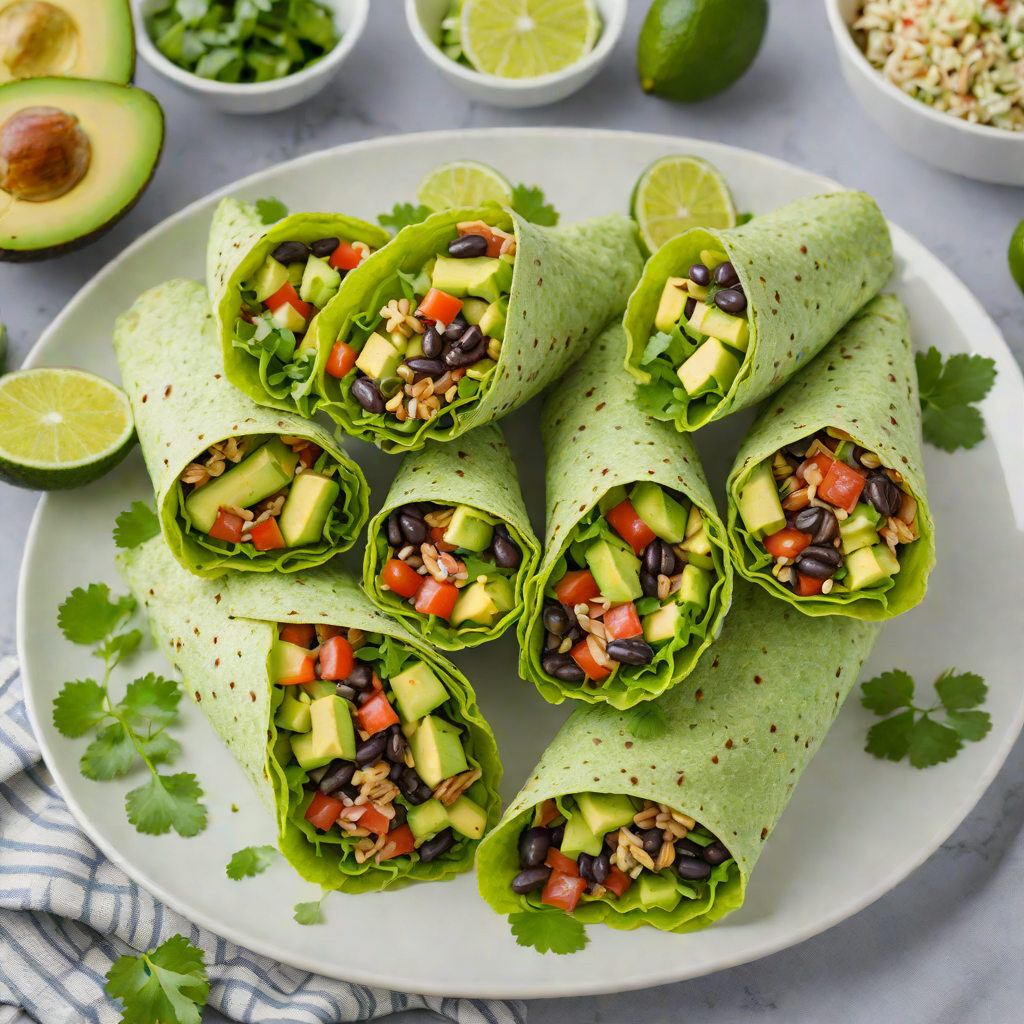 No-Bake Avocado Black Bean Wraps with Cilantro Lime Dressing