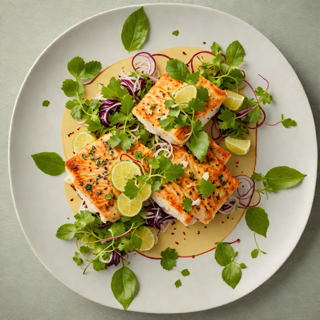 Pan-Seared Fish with Coconut Lime Sauce and Brazilian Herb Salad