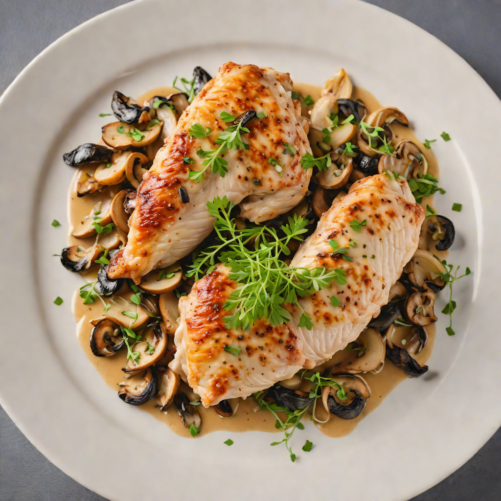 Pan-Seared Chicken with Wild Mushroom and Garlic Sauce