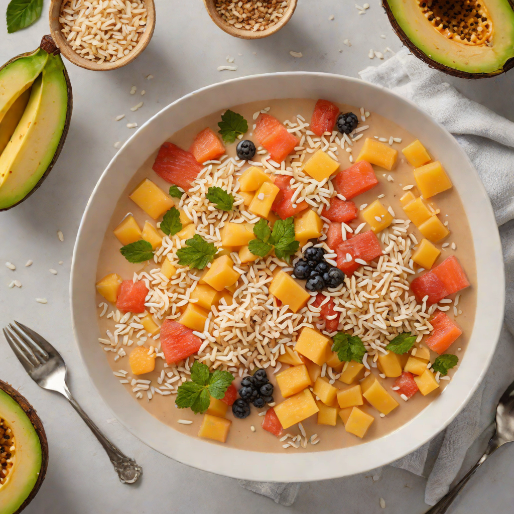 Chilled Papaya and Banana Smoothie Bowl with Coconut Flakes