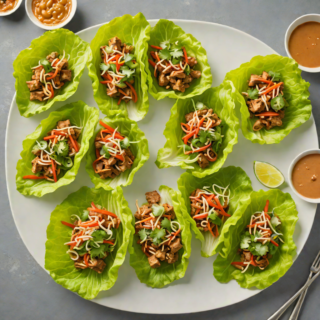 Keto Pork Lettuce Wraps with Spicy Peanut Sauce