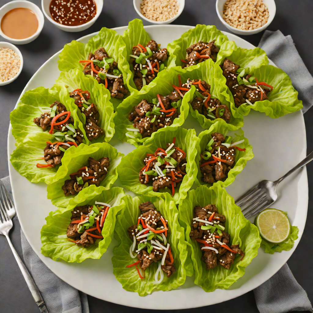Korean-Style Beef Bulgogi Lettuce Wraps with Garlic and Sesame