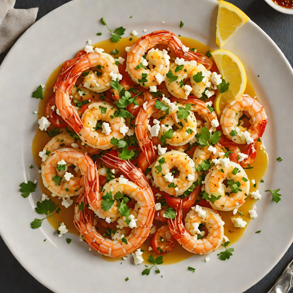Lemon-Garlic Shrimp Saganaki with Feta