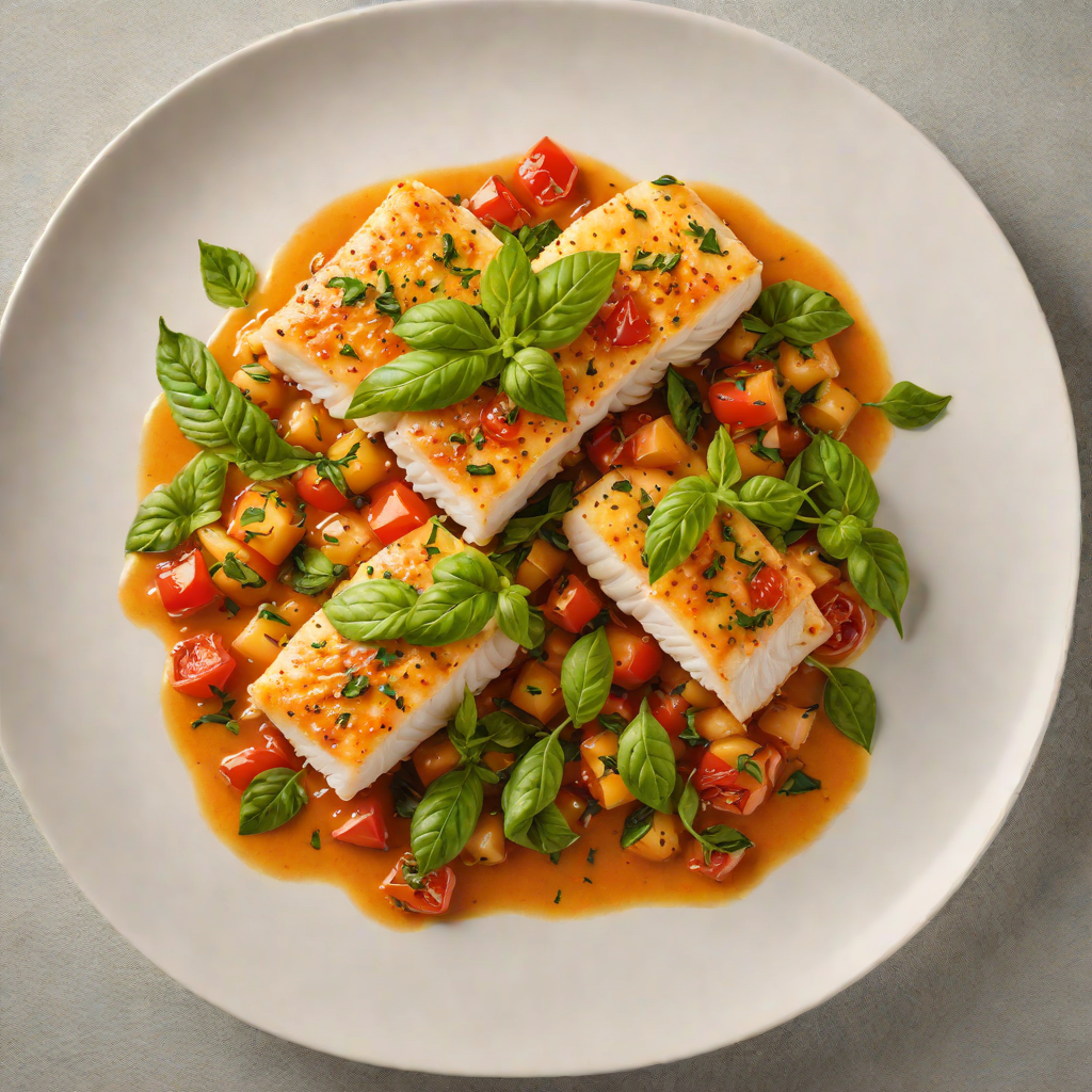 Pan-Roasted Cod with Tomato-Butter Sauce and Basil