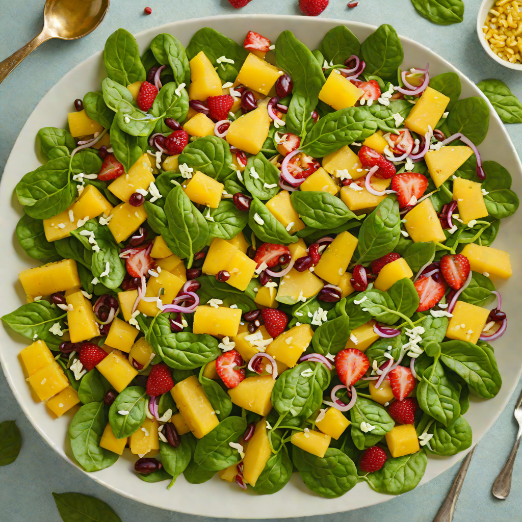 Vegan Tropical Fruit and Spinach Salad with Citrus Dressing