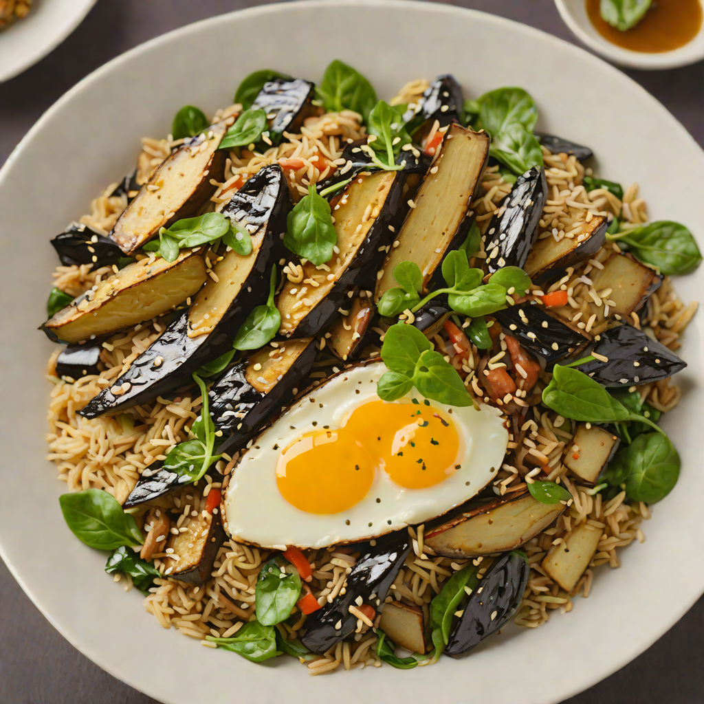 Roasted Eggplant and Spinach Miso Donburi