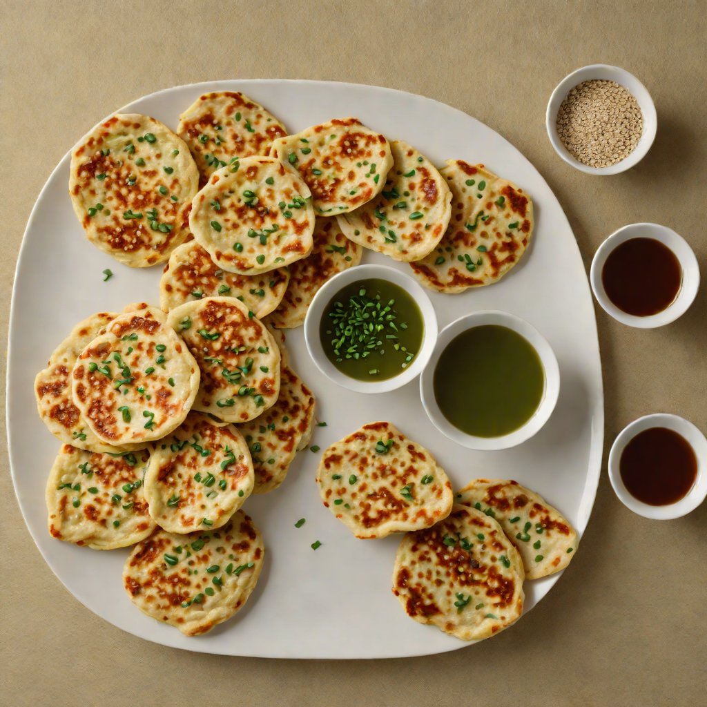 Pan-Fried Taiwanese Scallion Pancakes with Sesame Dipping Sauce