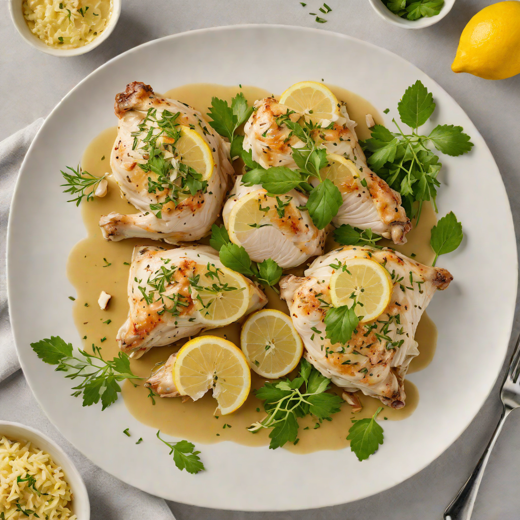 Steamed Half-Lemon Herb Chicken with Garlic Butter Sauce