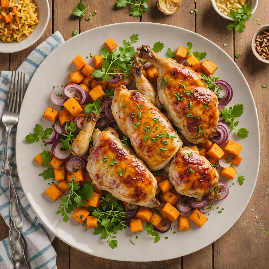 One-Pan Roasted Chicken with Garlic and Sweet Potato