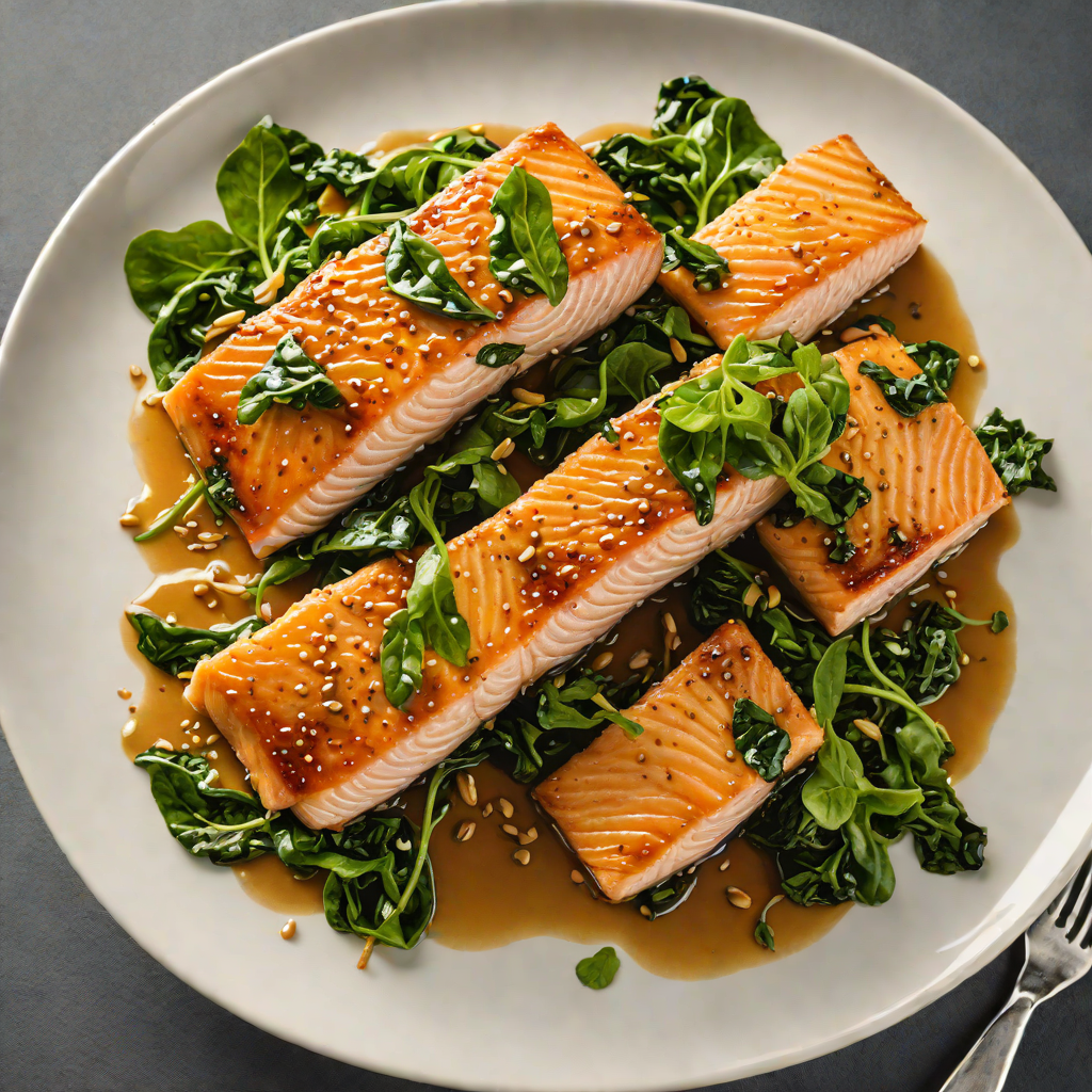 Seared Miso-Maple Glazed Salmon with Wilted Spinach